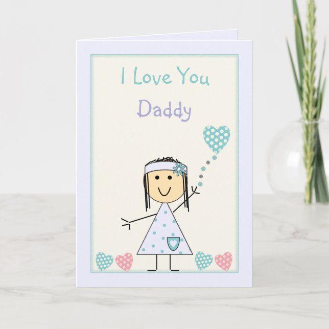 Carte Papa de la petite fille voeux d'anniversaire (Devant)
