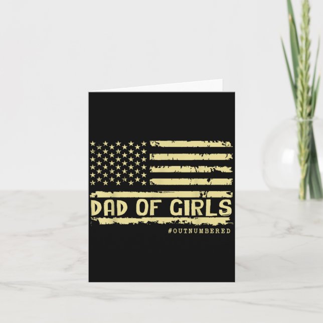 Carte Papa des filles dépassées par le drapeau américain (Devant)