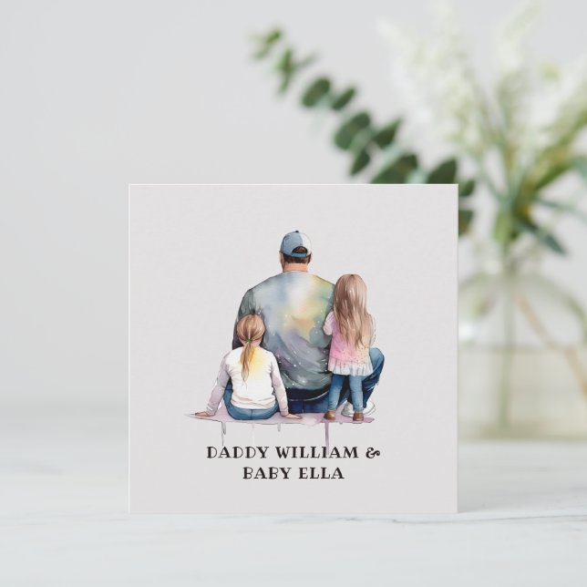Carte Papa et filles personnalisées (9) (Debout devant)