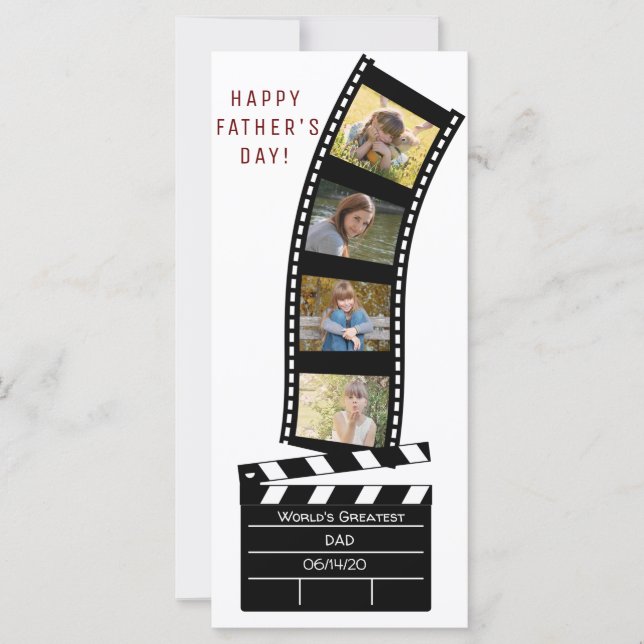 Carte Papa Fête des pères Film Four Photo Collage Card (Devant)