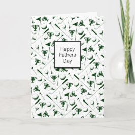 Carte Papa Golfing blanc vert noir heureux fête des père