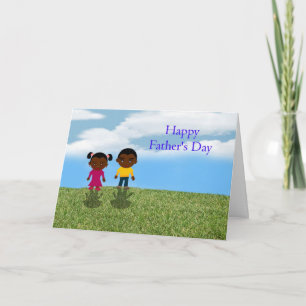 Carte Papa heureux de fête des pères avec des enfants