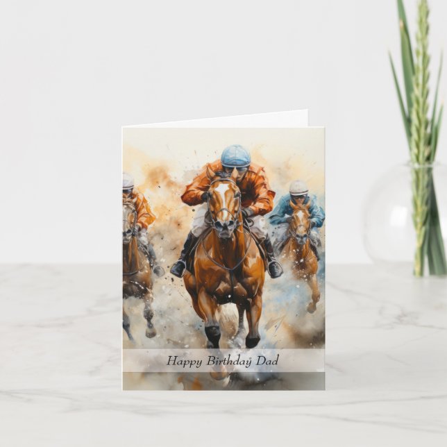 Carte Papa Horse Racing Anniversaire (Devant)