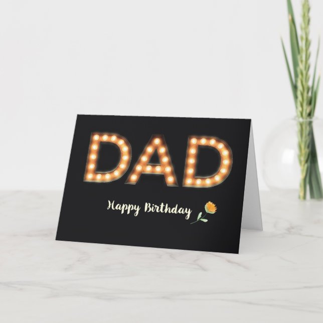 Carte Papa, Joyeuses Lettres D'Ampoule Marquee Anniversa (Devant)