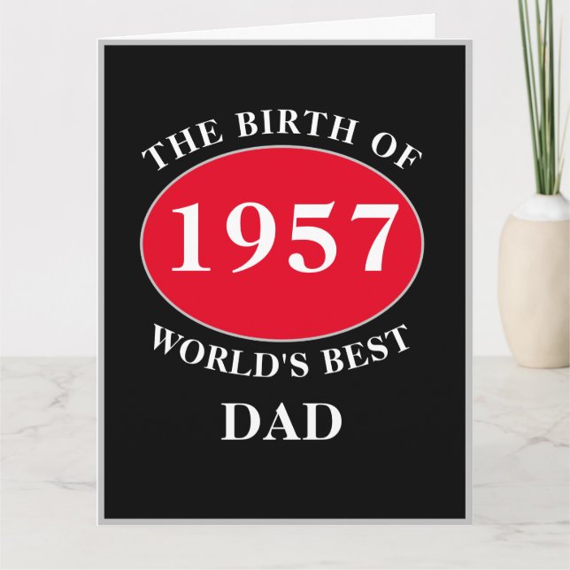 Carte Papa Joyeux Anniversaire Monogramme Nom Année Noir (Devant)