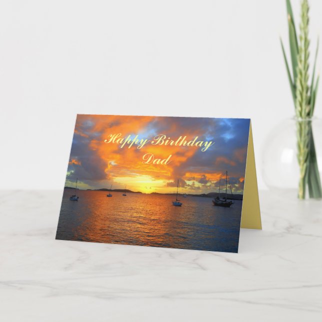 Carte Papa Joyeux bateau à voile d'anniversaire au Golde (Devant)