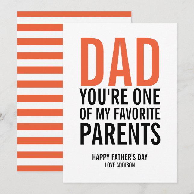 Carte Papa Ma Fête des pères Parente Favorite (Devant / Derrière)