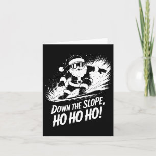 Carte Papa Noël skieur de descente Ho Ho Ho Noël Sn