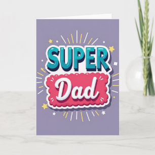 Carte Papa Super avec Étoiles Sarcelle