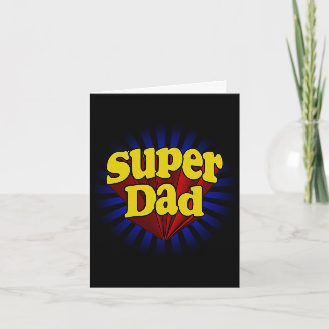 Carte Papa superbe, super héros rouge/jaune/bleu (Devant)