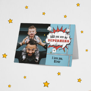 Carte Papa Superhero Comic Speech Bubble Photo