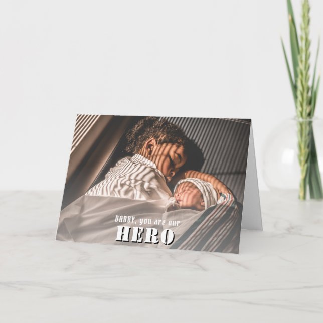 Carte Papa tu es Héros Photo Fête du Père (Devant)