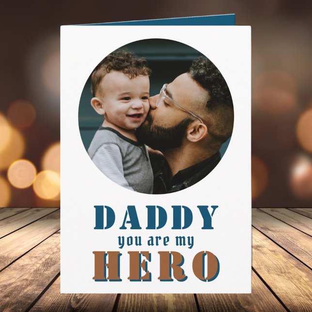 Carte Papa, tu es mon Héros Papa Photo Fête du Père (Créateur téléchargé)
