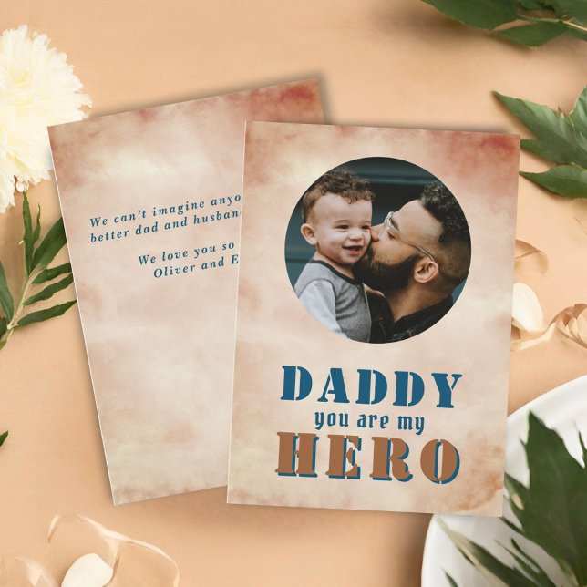 Carte Papa, tu es mon Héros Papa Photo Fête du Père (Créateur téléchargé)
