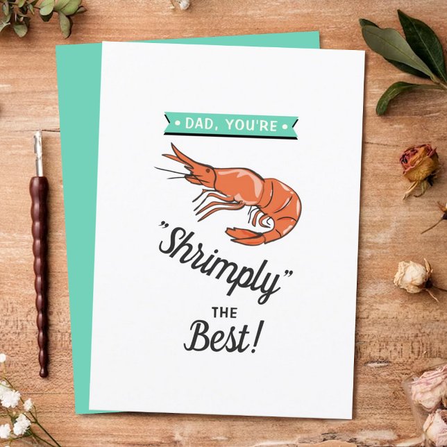 Carte Papa, tu es Shrimply The Best ! Fête des pères Whi (Créateur téléchargé)