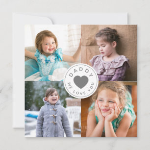 Carte Papa We Love You Heart Photo Collage