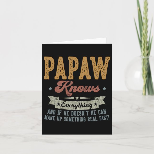 Carte Papaw Connaît Tout Les Cadeaux Pour Papaw Fête des (Devant)