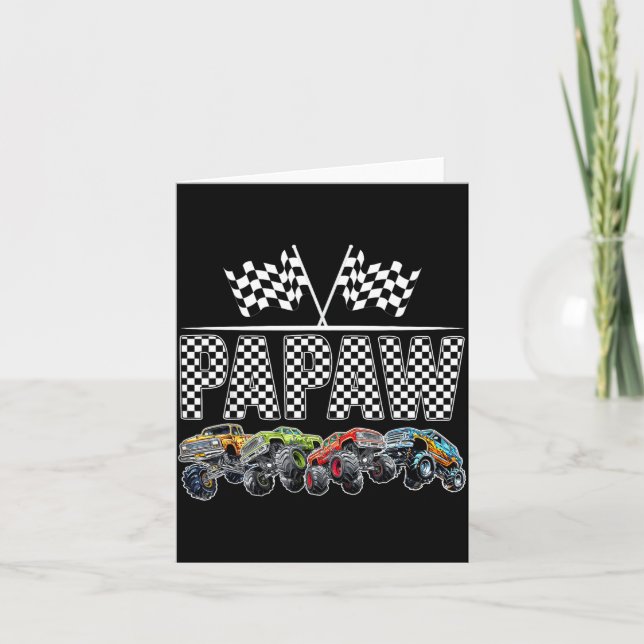 Carte Papaw Retro Monster Truck Family Birthday Matching (Devant)