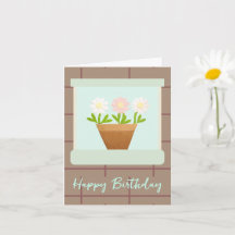 Paper Craft Daisies at House Window Birthday Card