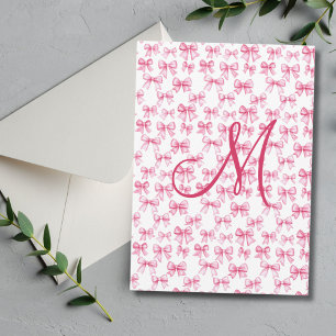 Carte Papeterie esthétique Coquette Monogramme Rose