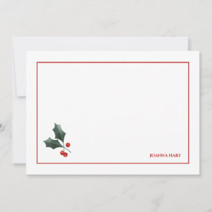 Carte Papeterie personnalisée festive au houx