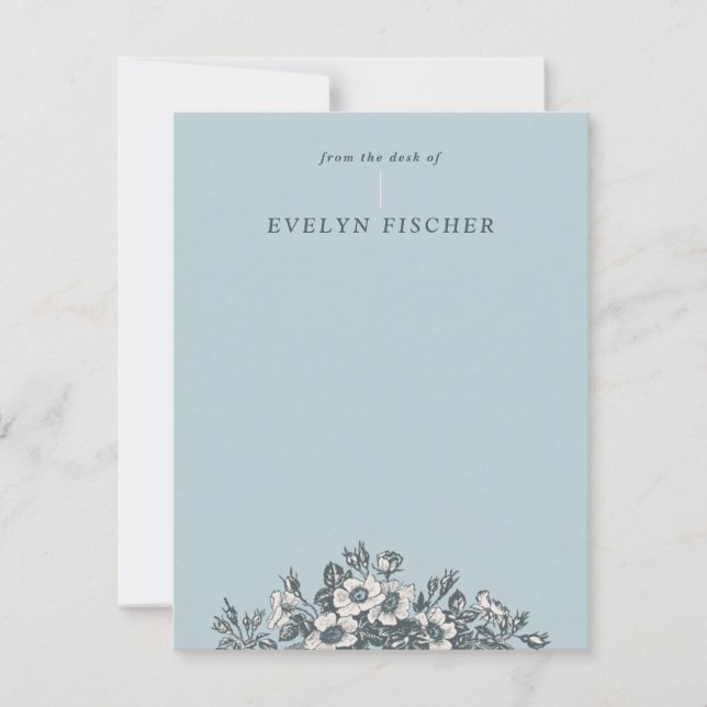 Carte Papier à lettres à motifs floraux - Turquoise (Devant)