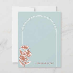 Carte Papier à lettres vintage à arc floral - Bleu