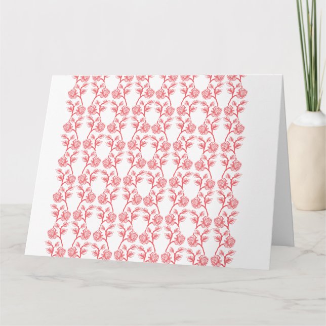 Carte Papier d'emballage rouge et rose avec une répétiti (Devant)