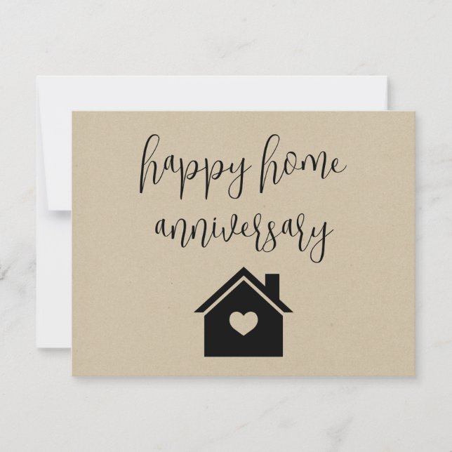 Carte Papier Kraft Bonne Maison Anniversaire Réalité (Devant)