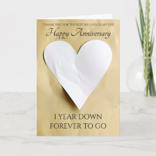 Carte Papier Traditionnel 1er Anniversaire Cœur