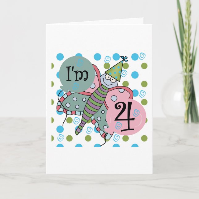 Carte Papillon 4e anniversaire Tshirts et cadeaux (Devant)
