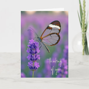 Carte Papillon à Ailes de Verre Pensant à Toi Sur Lavand