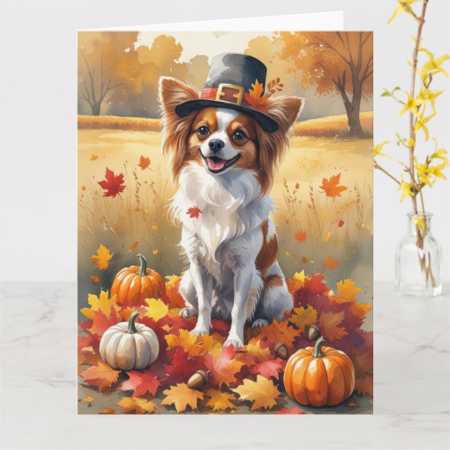 Carte Papillon À L'Automne Laisse L'Art Thanksgiving (Fleur jaune)