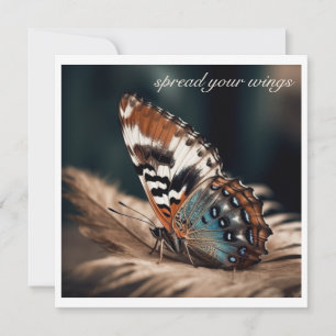 Carte Papillon assis sur une plume douce