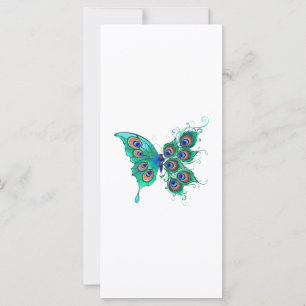 Carte Papillon aux plumes de paon vert