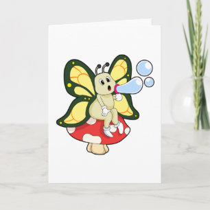 Carte Papillon avec bulles de savon