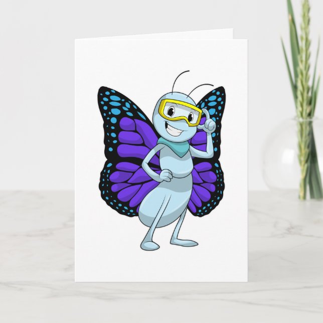Carte Papillon avec Lunettes de Protection (Devant)
