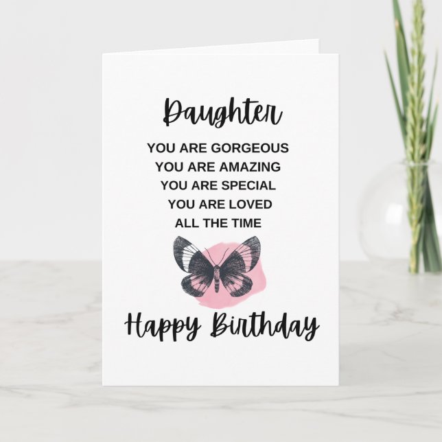 Carte Papillon avec message d'anniversaire pour votre fi (Devant)