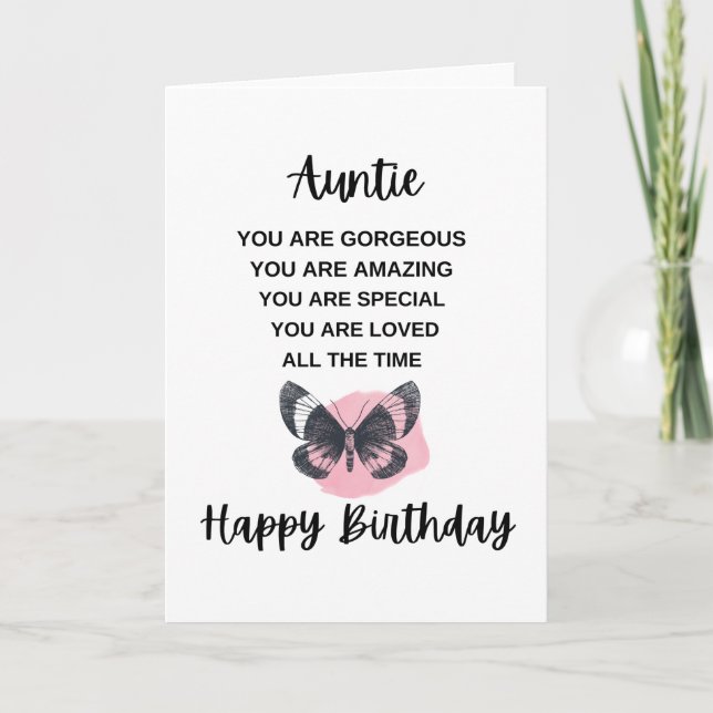 Carte Papillon avec message d'anniversaire pour votre ta (Devant)