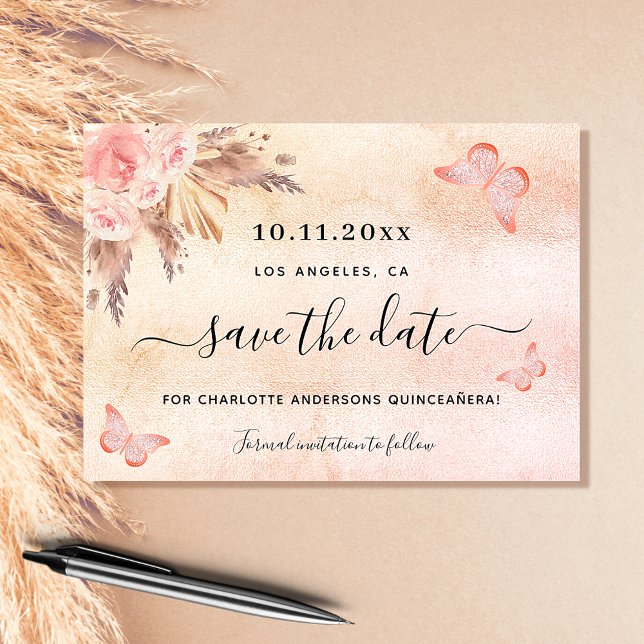 Carte Papillon bleu de la Pampa Quinceanera enregistrer  (Créateur téléchargé)