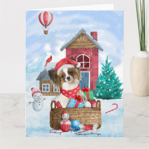 Carte Papillon Chien dans la neige Maison de Chien de No