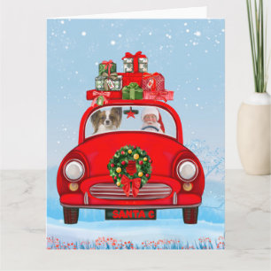 Carte Papillon Chien En Voiture Avec Le Père Noël