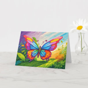 Carte Papillon coloré mignon Joyeux anniversaire