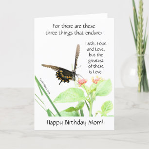 Carte Papillon, Corinthiens 13:13, Anniversaire de maman