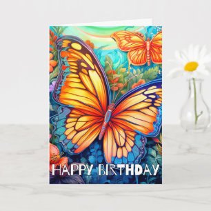 Carte Papillon d'art Abstrait mignon   Joyeux anniversai