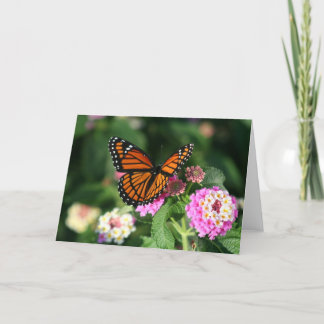 Carte Papillon de monarque sur la fleur de Lantana