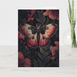 Carte Papillon de nuit rouge noir Imprimé Botanique somb
