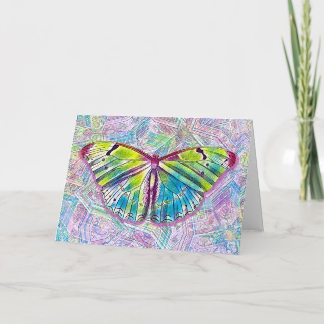 Carte Papillon de style vintage sur l'art Motif coloré (Devant)