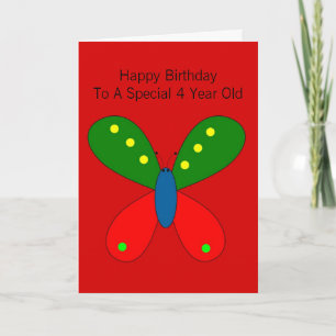 Carte Papillon design personnalisé 4e anniversaire