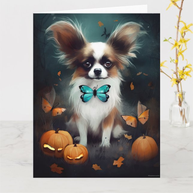 Carte Papillon d'Halloween avec la peur Citrouille (Fleur jaune)